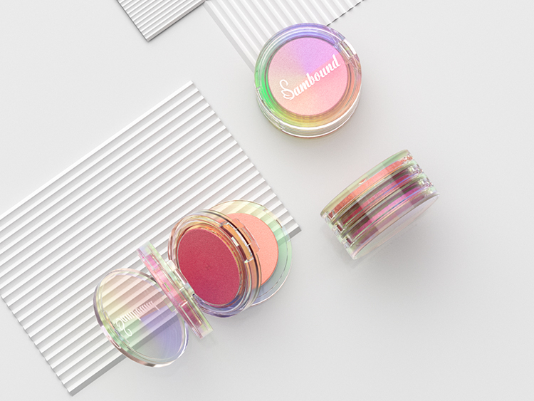 化妝品生產廠家定做電鍍幻彩粉餅盒 化妝品生產廠家定做電鍍幻彩粉餅盒